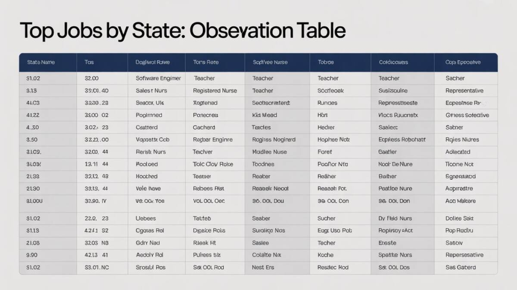 Top Jobs by State: Observation Table